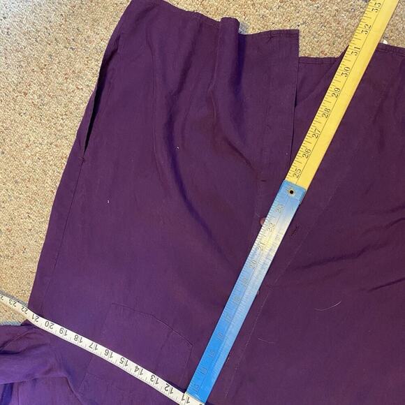 Vintage New Concepts Women’s M-XL 100% Silk Button Up Shirt Purple High Neck - Picture 4 of 10